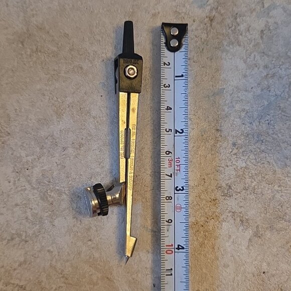 Vintage Helix Protractor Pencil Holder Silver Tone Metal and Black Plastic - Picture 8 of 9